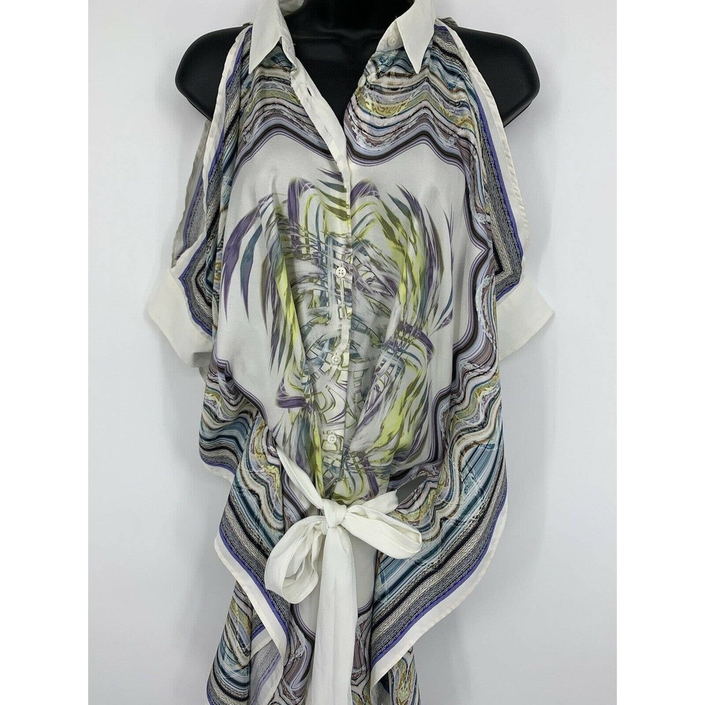 BEAUTIFUL Sara Roka Women's Button Up Silk Blouse